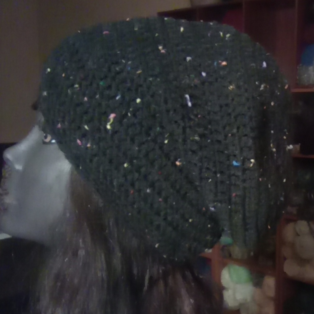 Handmade black speckle slouchy $25